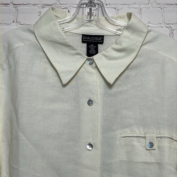 Dialogue Linen Blend Button Down Blouse - Picture 2 of 11